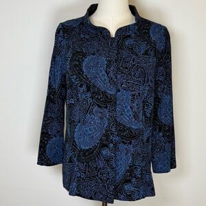 Alex Evenings Blue and Black Paisley Jacket